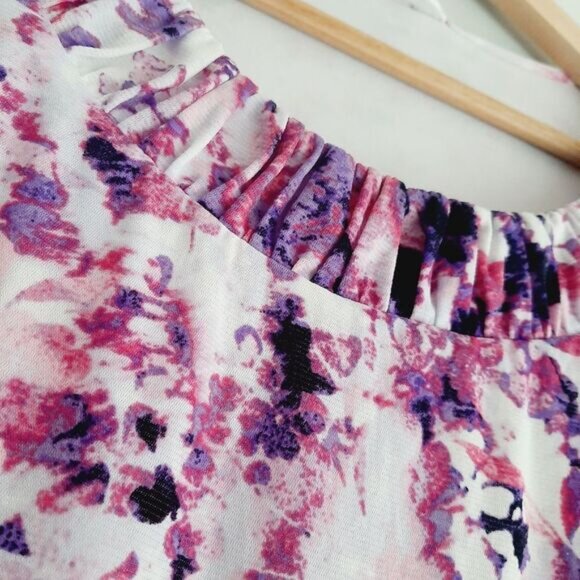 NORTHERN REFLECTIONS | Scoop Neck Stretch Top Abstract Purple & Pink Sz M - Picture 5 of 10